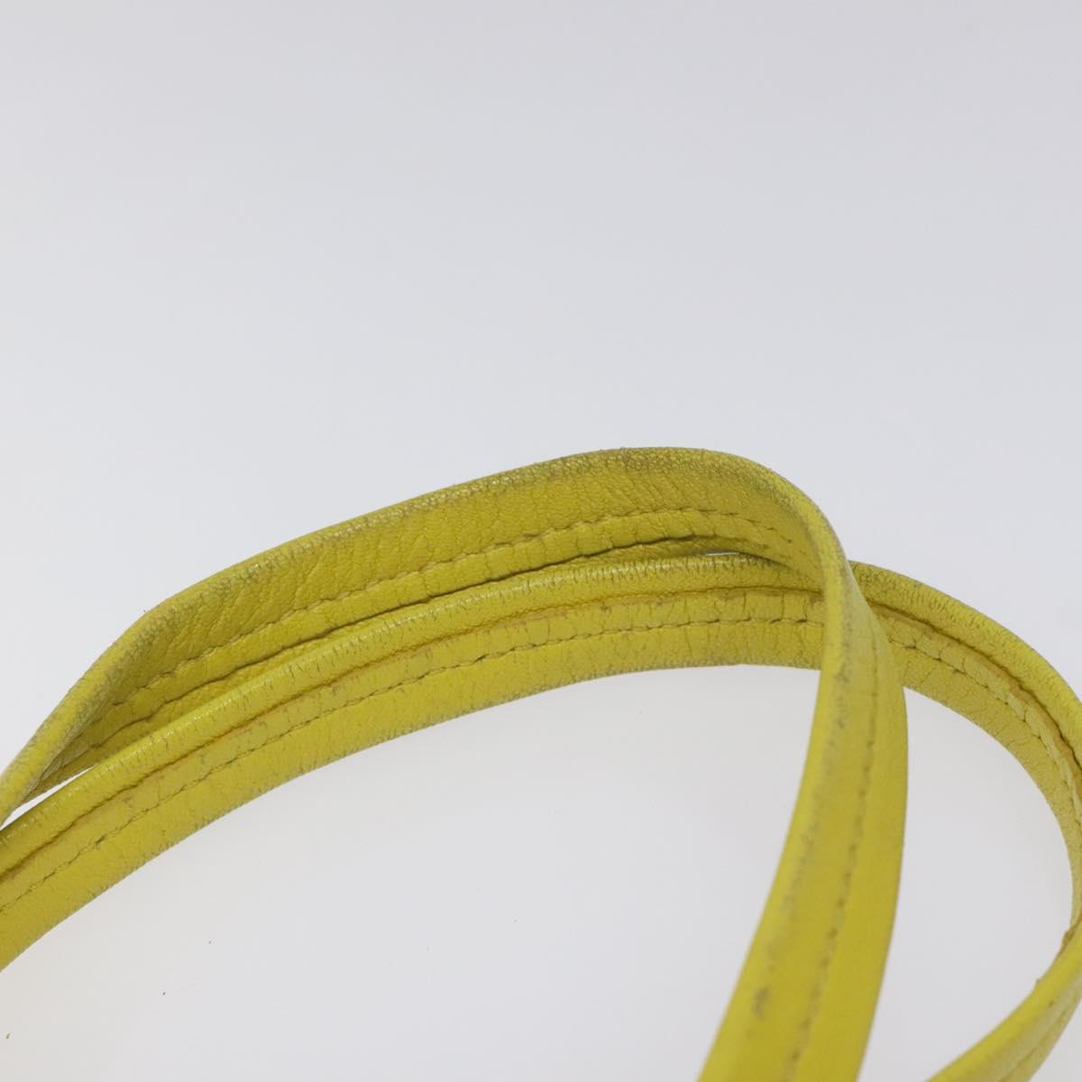 CELINE Hand Bag Leather Yellow Auth fm4363