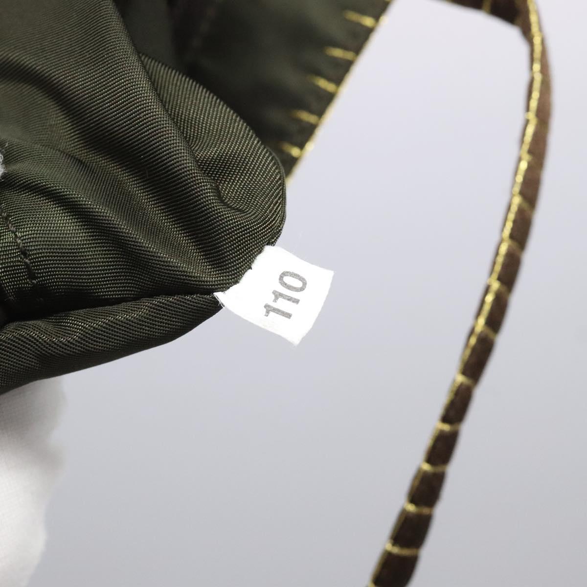 PRADA Hand Bag Satin Dark Brown Gold Auth fm4379V