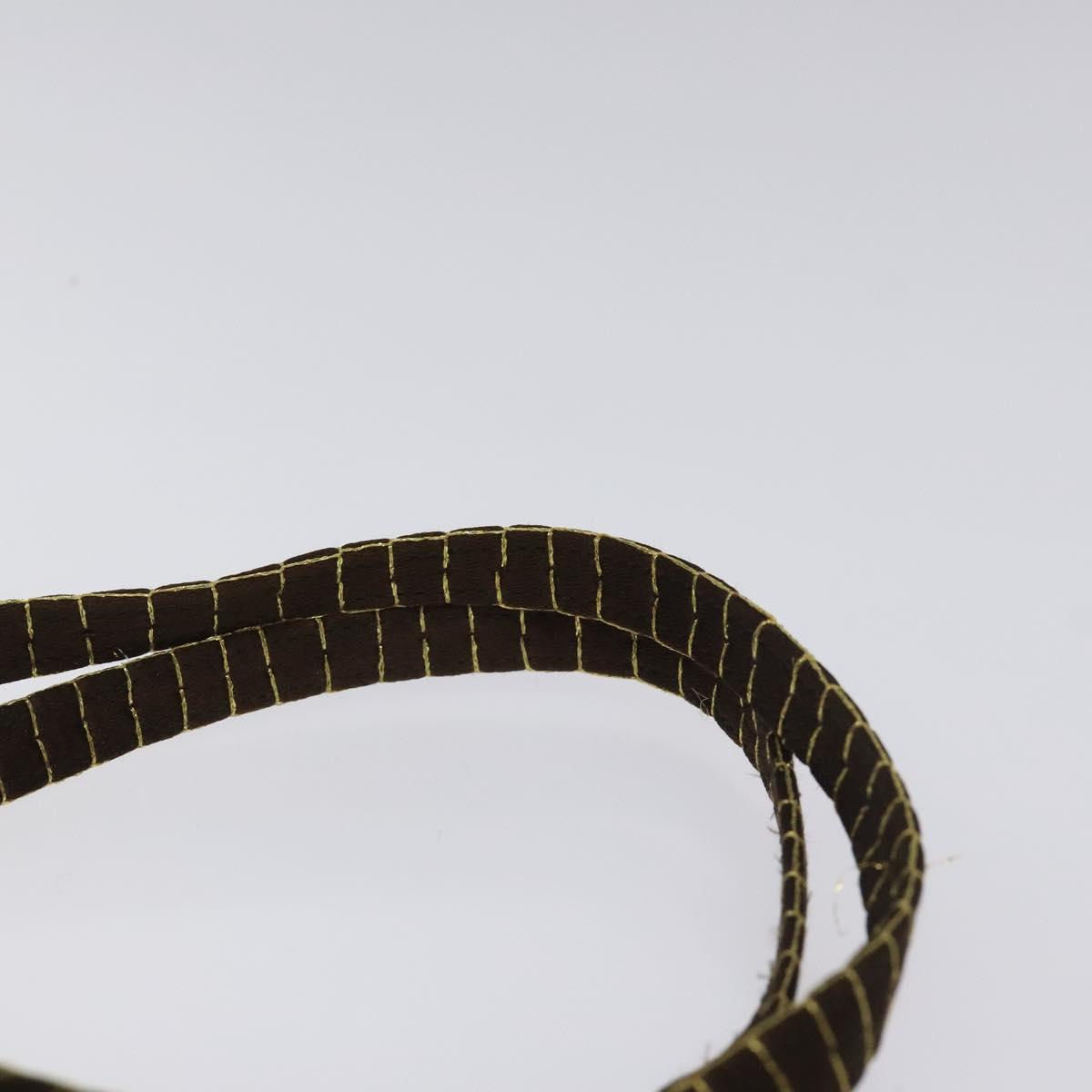 PRADA Hand Bag Satin Dark Brown Gold Auth fm4379V