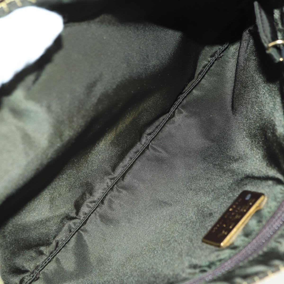 PRADA Hand Bag Satin Dark Brown Gold Auth fm4379A