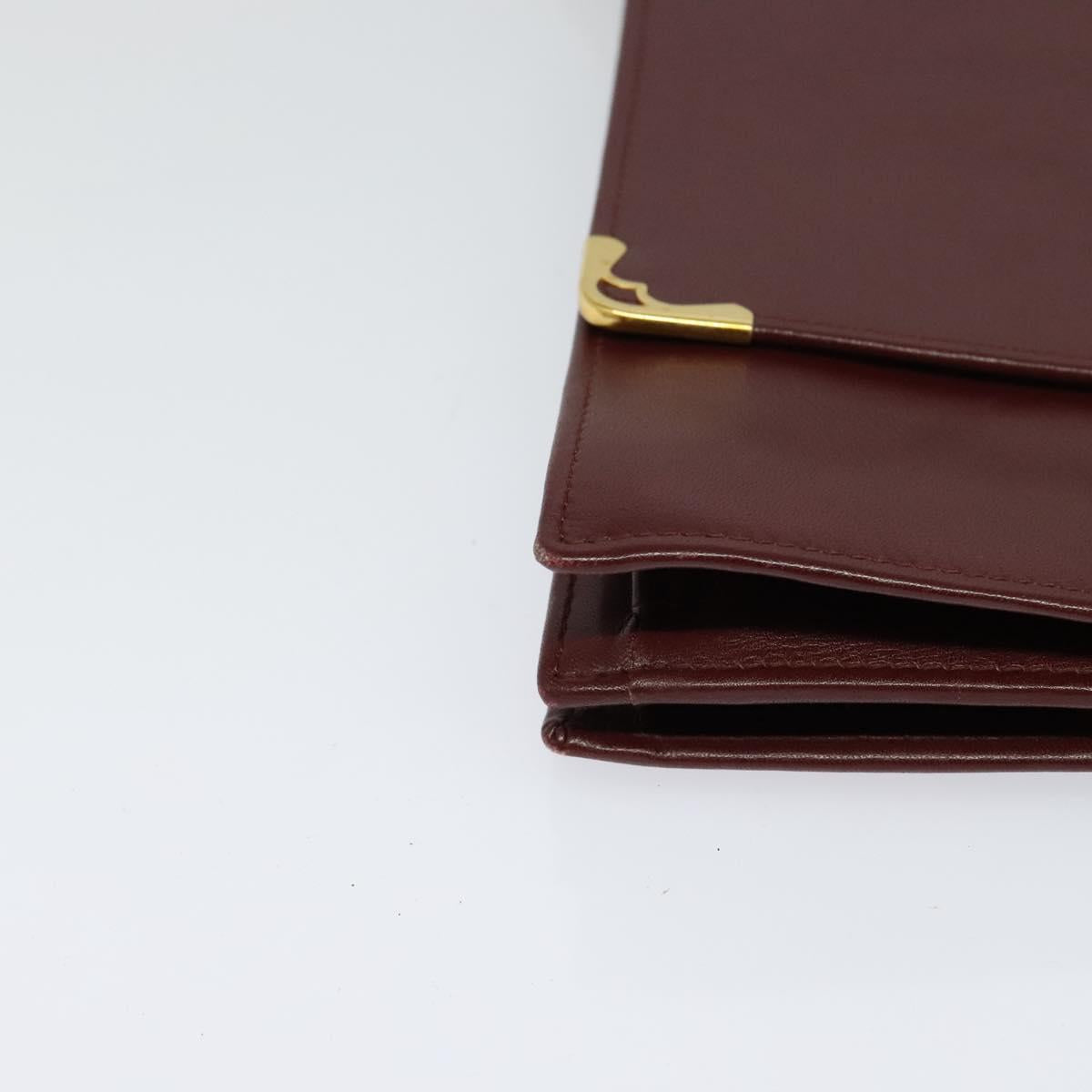 CARTIER Must Line Shoulder Bag Leather Bordeaux Gold Auth fm4381