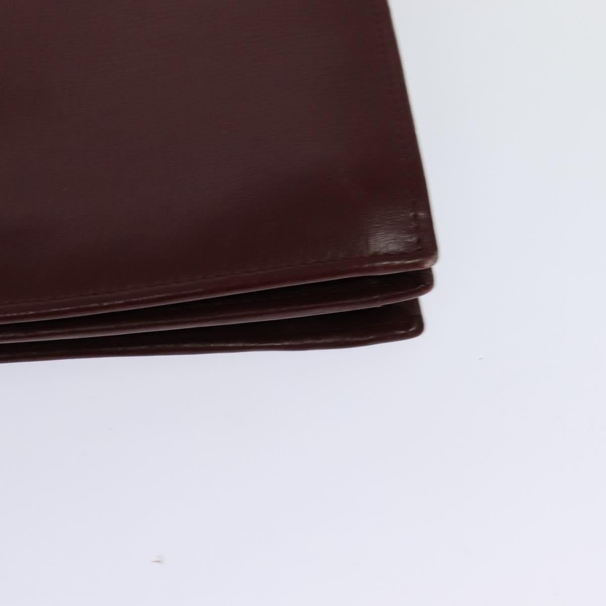 CARTIER Must Line Shoulder Bag Leather Bordeaux Gold Auth fm4381