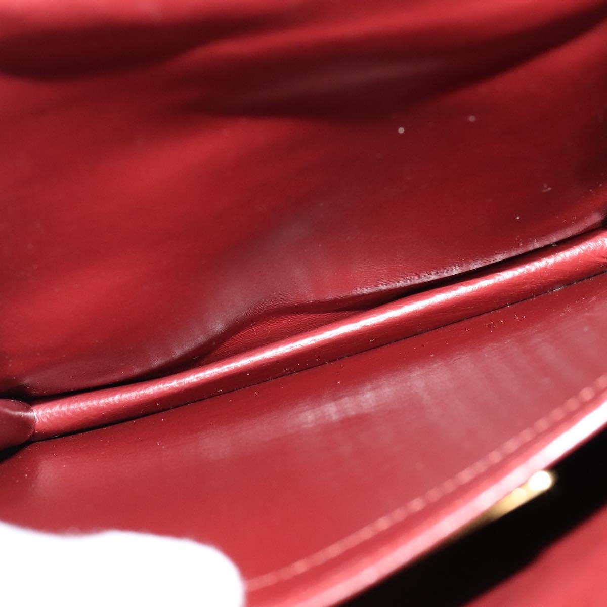 CARTIER Must Line Shoulder Bag Leather Bordeaux Gold Auth fm4381