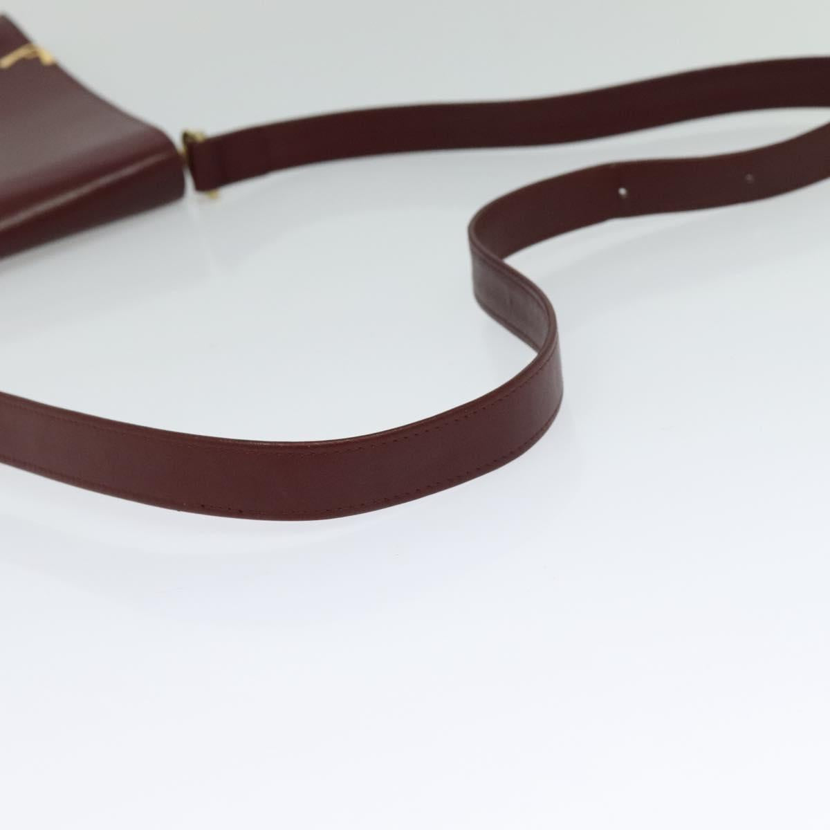 CARTIER Must Line Shoulder Bag Leather Bordeaux Gold Auth fm4381