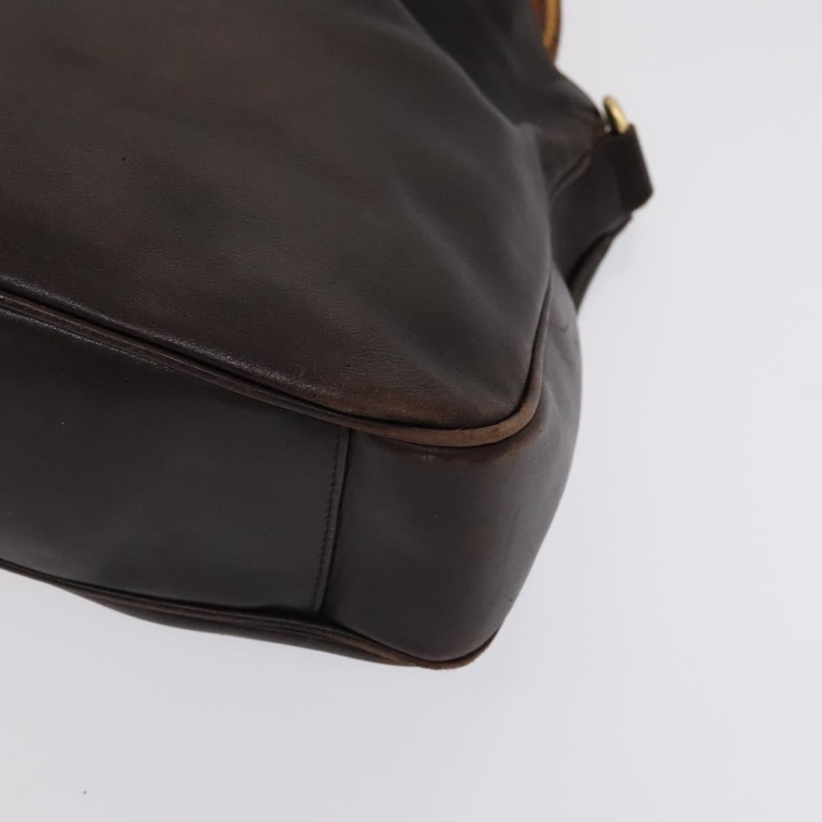 GUCCI Bamboo Shoulder Bag Leather Brown Gold 001 1705 1638 Auth fm4382