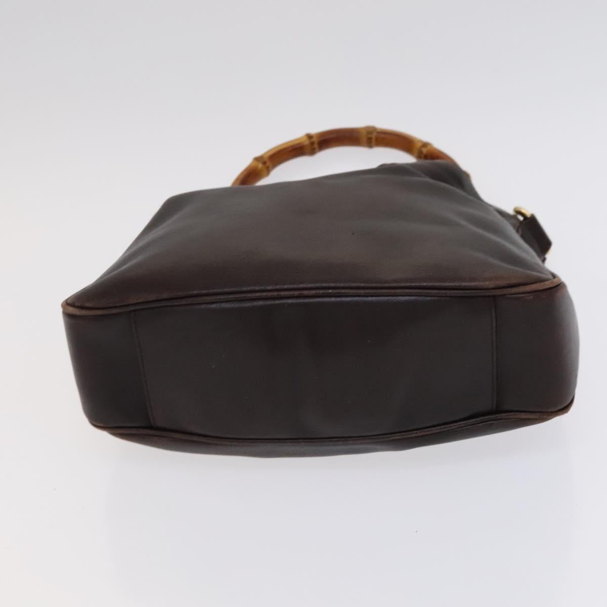 GUCCI Bamboo Shoulder Bag Leather Brown Gold 001 1705 1638 Auth fm4382
