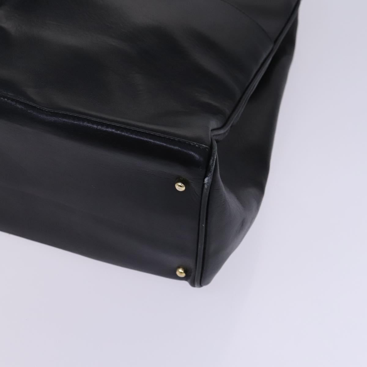 GUCCI Bamboo Hand Bag Leather Black Gold 002 2855 0322 0 Auth fm4384