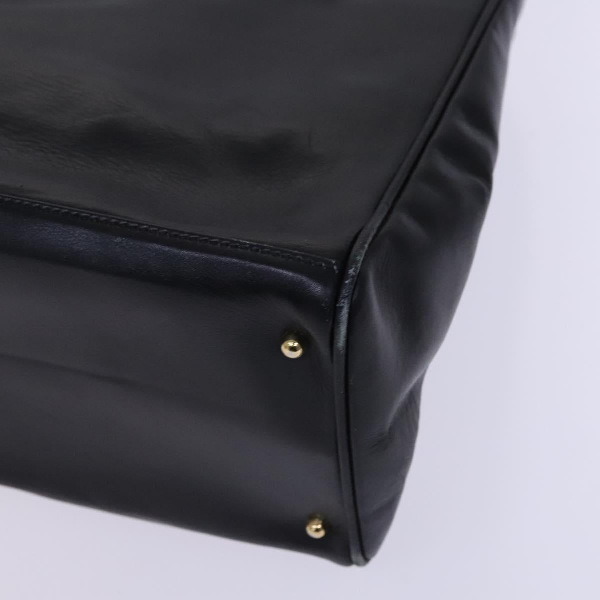 GUCCI Bamboo Hand Bag Leather Black Gold 002 2855 0322 0 Auth fm4384