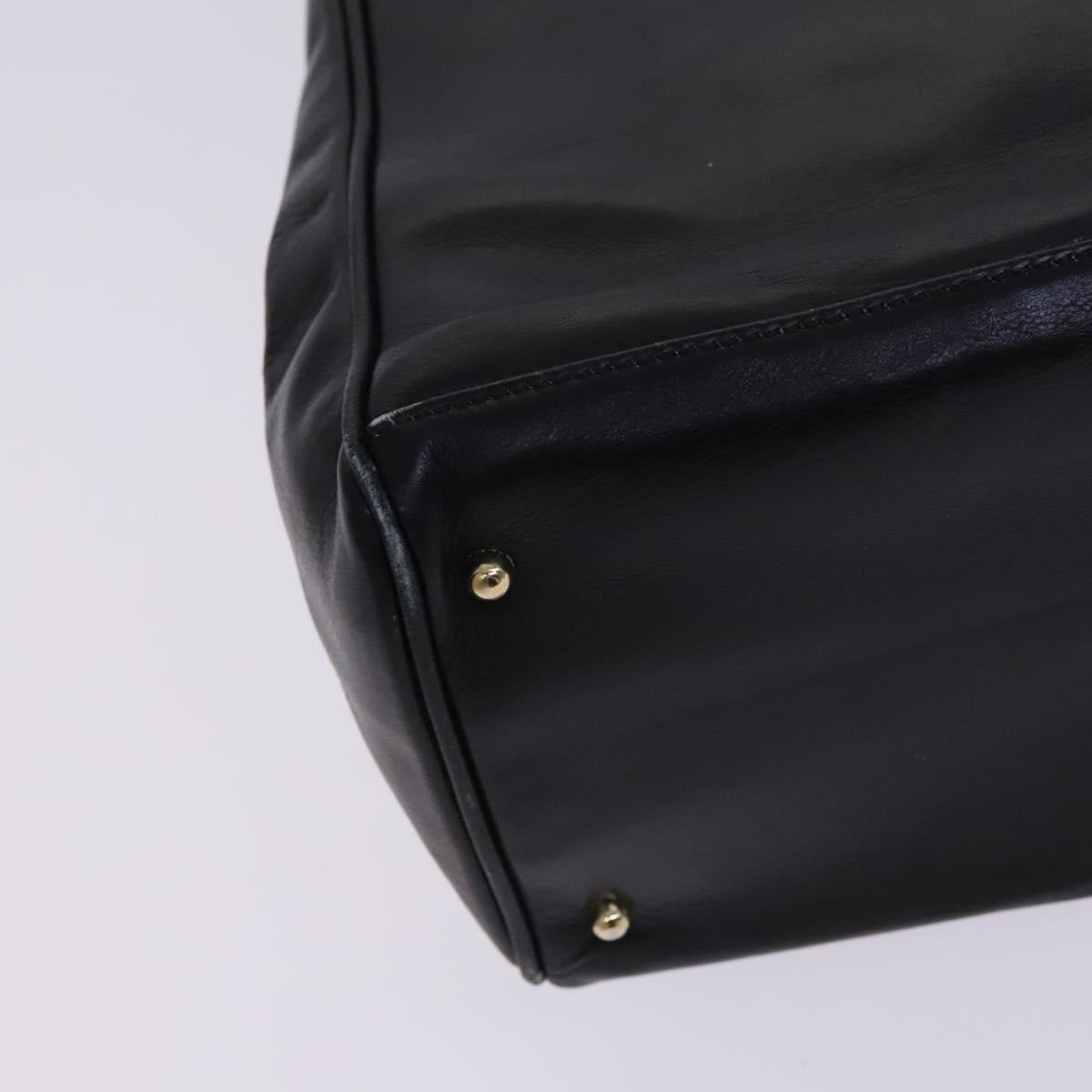 GUCCI Bamboo Hand Bag Leather Black Gold 002 2855 0322 0 Auth fm4384