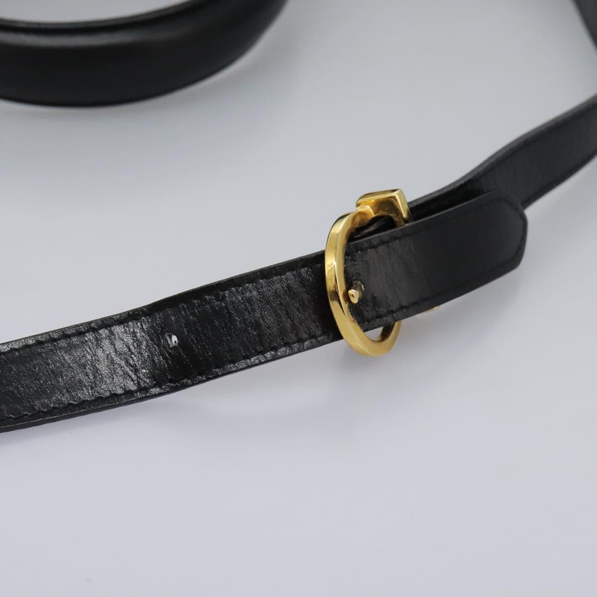 Salvatore Ferragamo Gancini Hand Bag Leather 2way Black Gold Auth fm4391