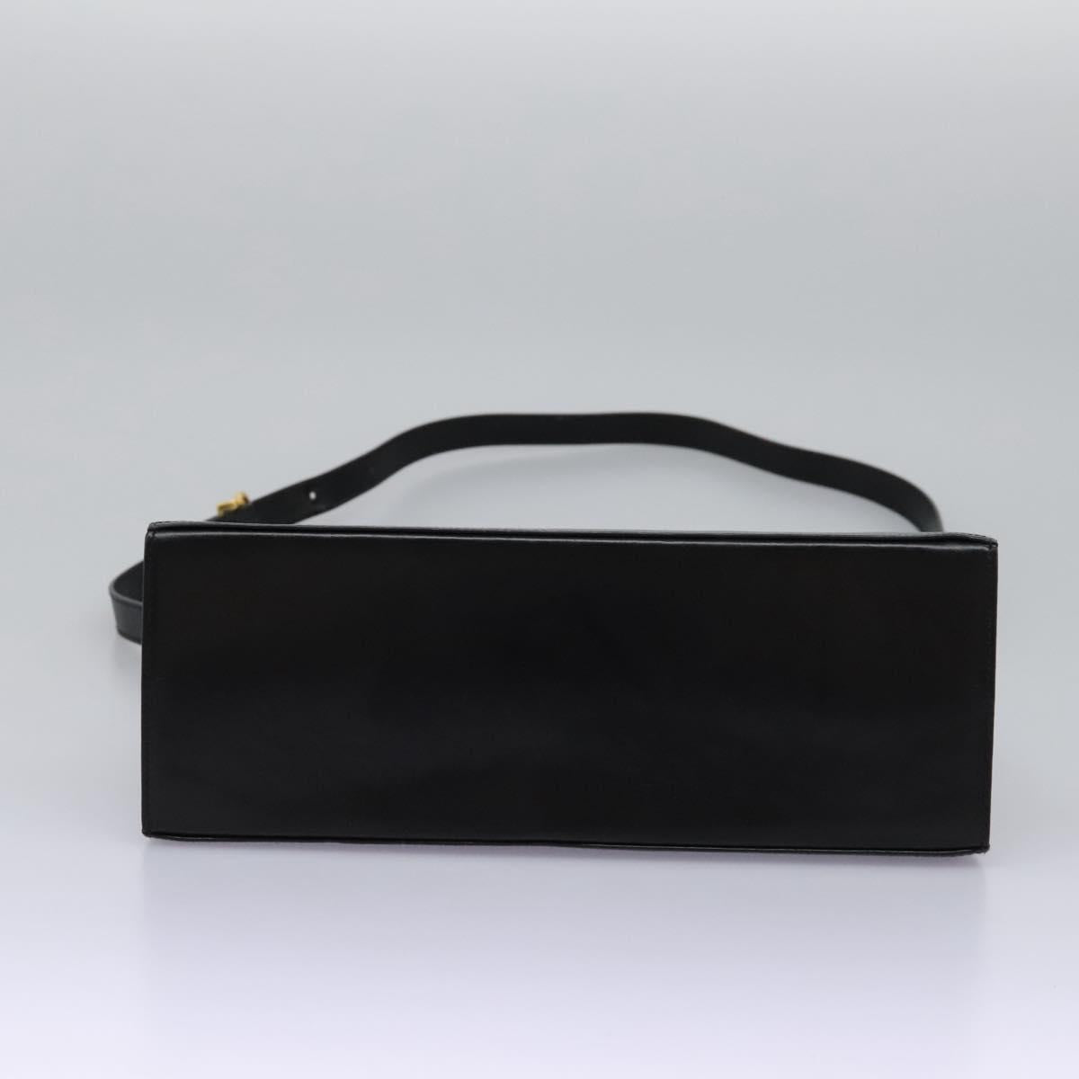 Salvatore Ferragamo Gancini Hand Bag Leather 2way Black Gold Auth fm4391