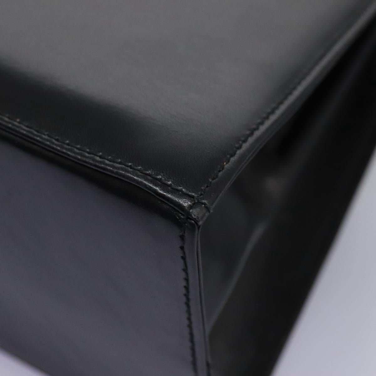 Salvatore Ferragamo Gancini Hand Bag Leather 2way Black Gold Auth fm4391