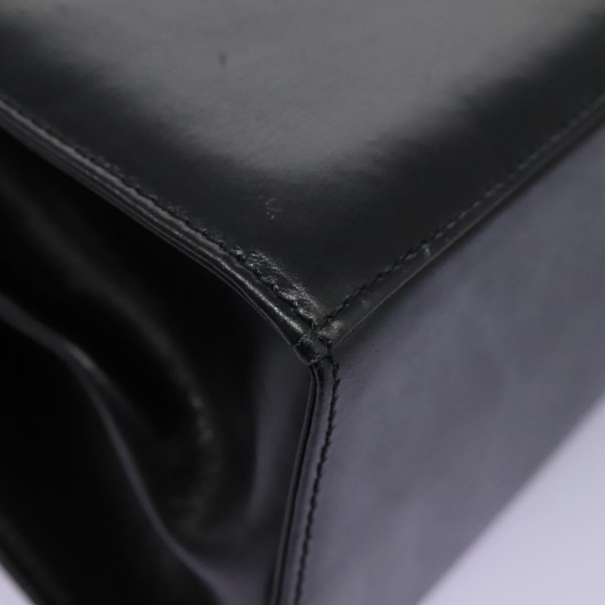 Salvatore Ferragamo Gancini Hand Bag Leather 2way Black Gold Auth fm4391