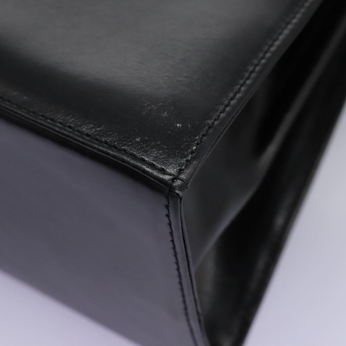 Salvatore Ferragamo Gancini Hand Bag Leather 2way Black Gold Auth fm4391