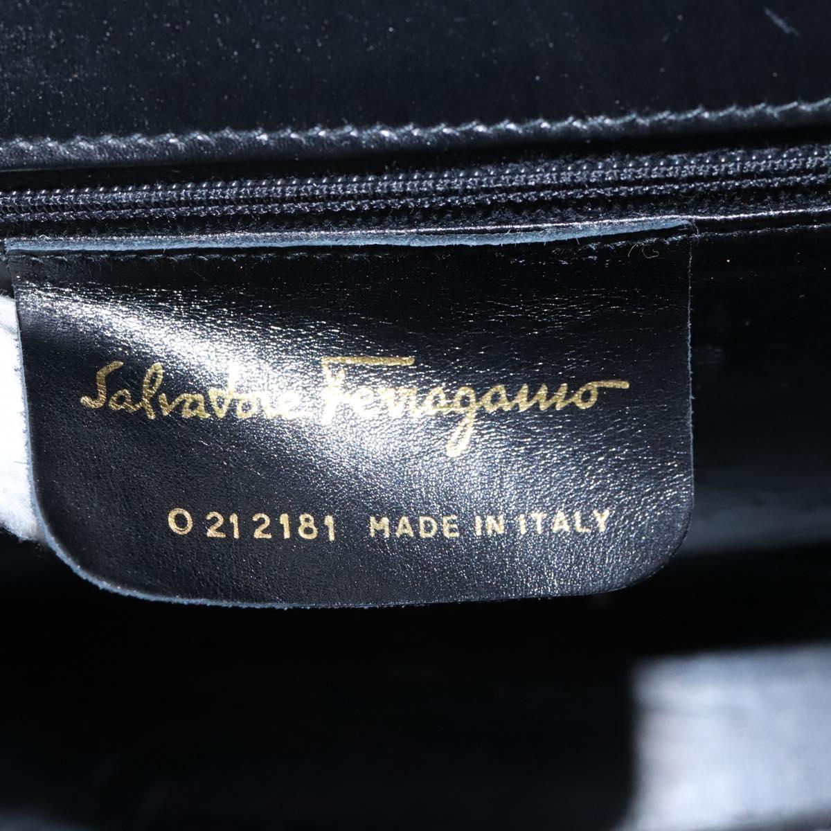 Salvatore Ferragamo Gancini Hand Bag Leather 2way Black Gold Auth fm4391