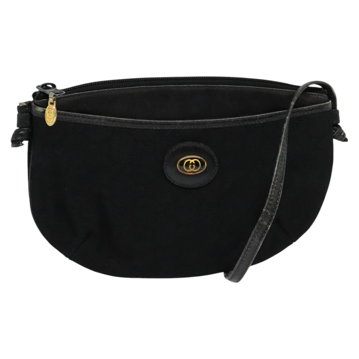 GUCCI GG Canvas Shoulder Bag Black Gold 904 02 020 Auth fm4427
