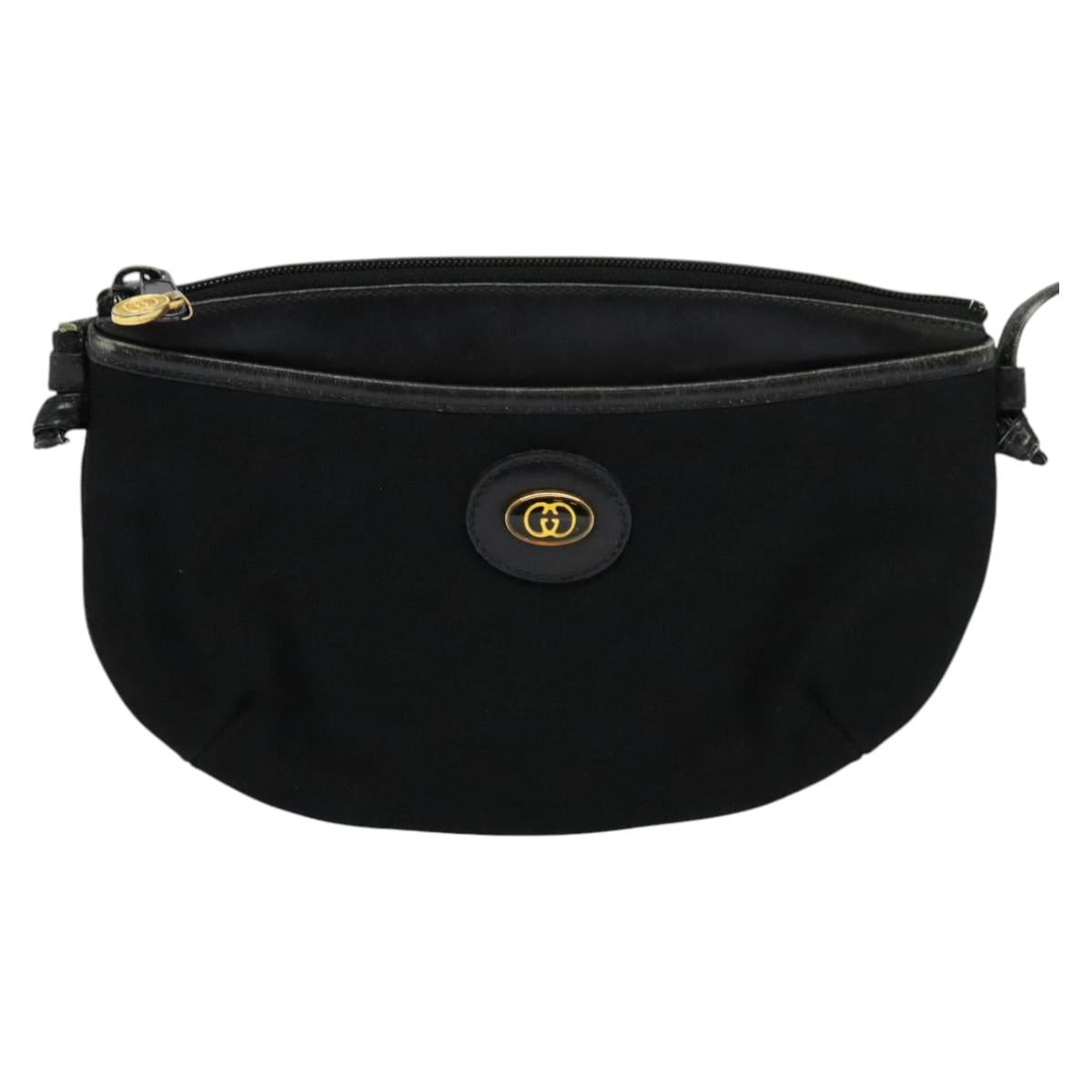 GUCCI GG Canvas Shoulder Bag Black Gold 904 02 020 Auth fm4427