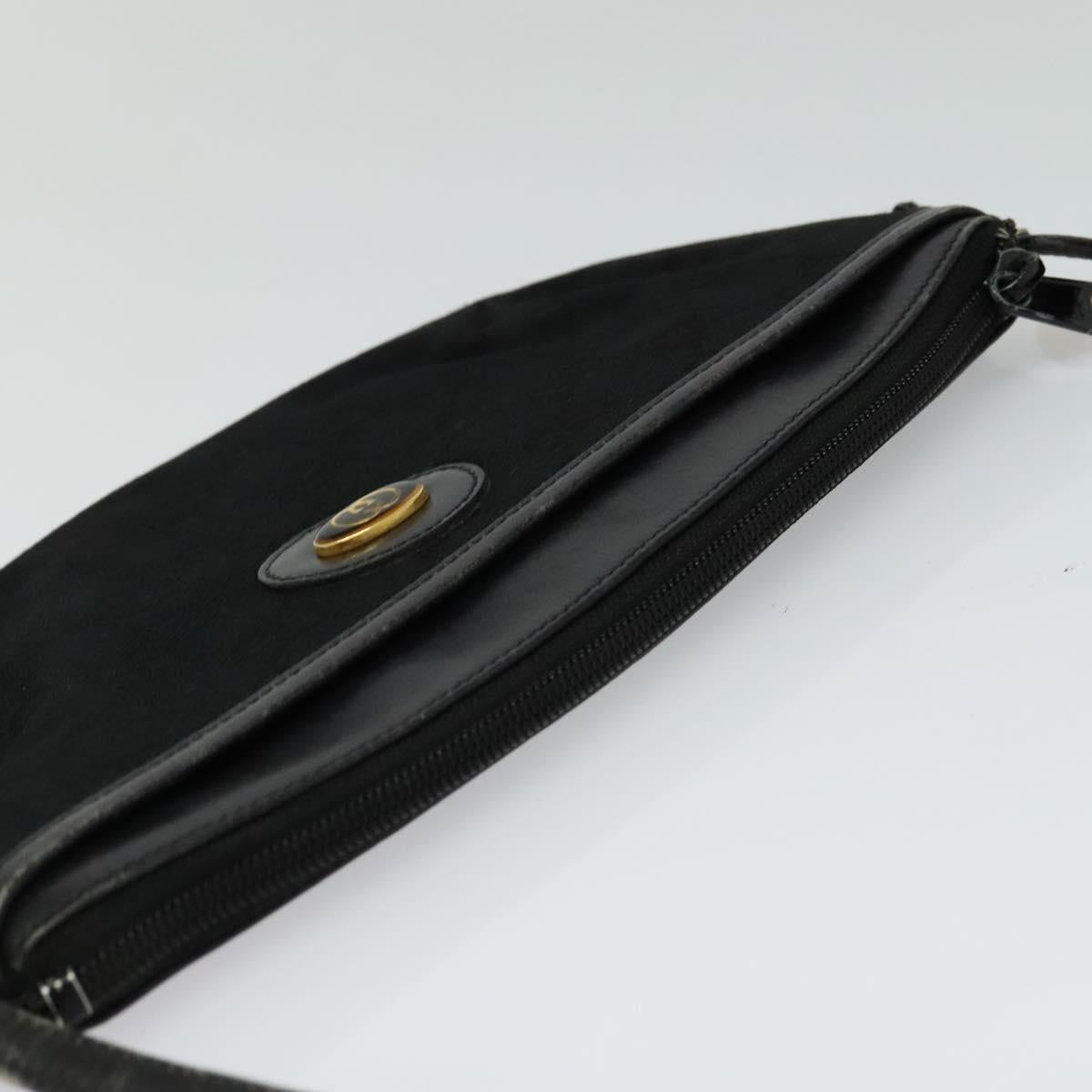 GUCCI GG Canvas Shoulder Bag Black Gold 904 02 020 Auth fm4427