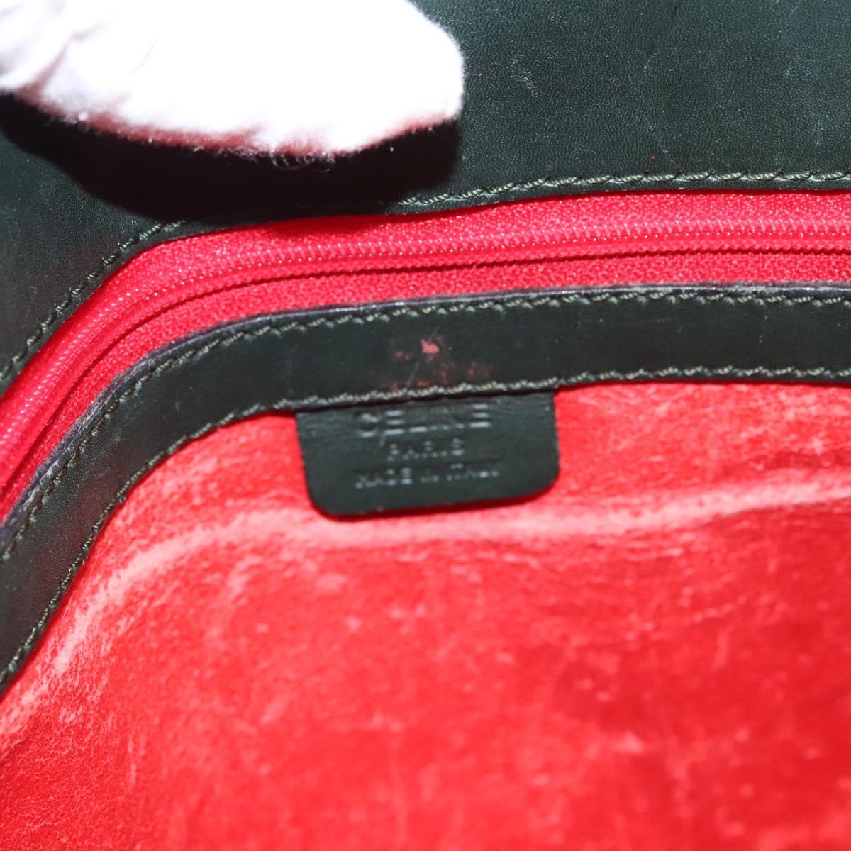 CELINE Shoulder Bag Leather Green Gold Auth fm4450