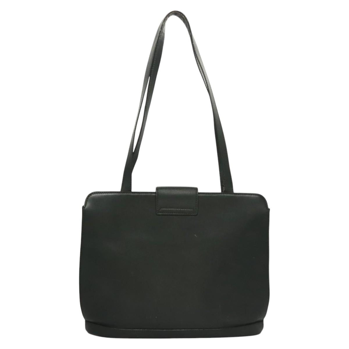 CELINE Shoulder Bag Leather Green Gold Auth fm4450