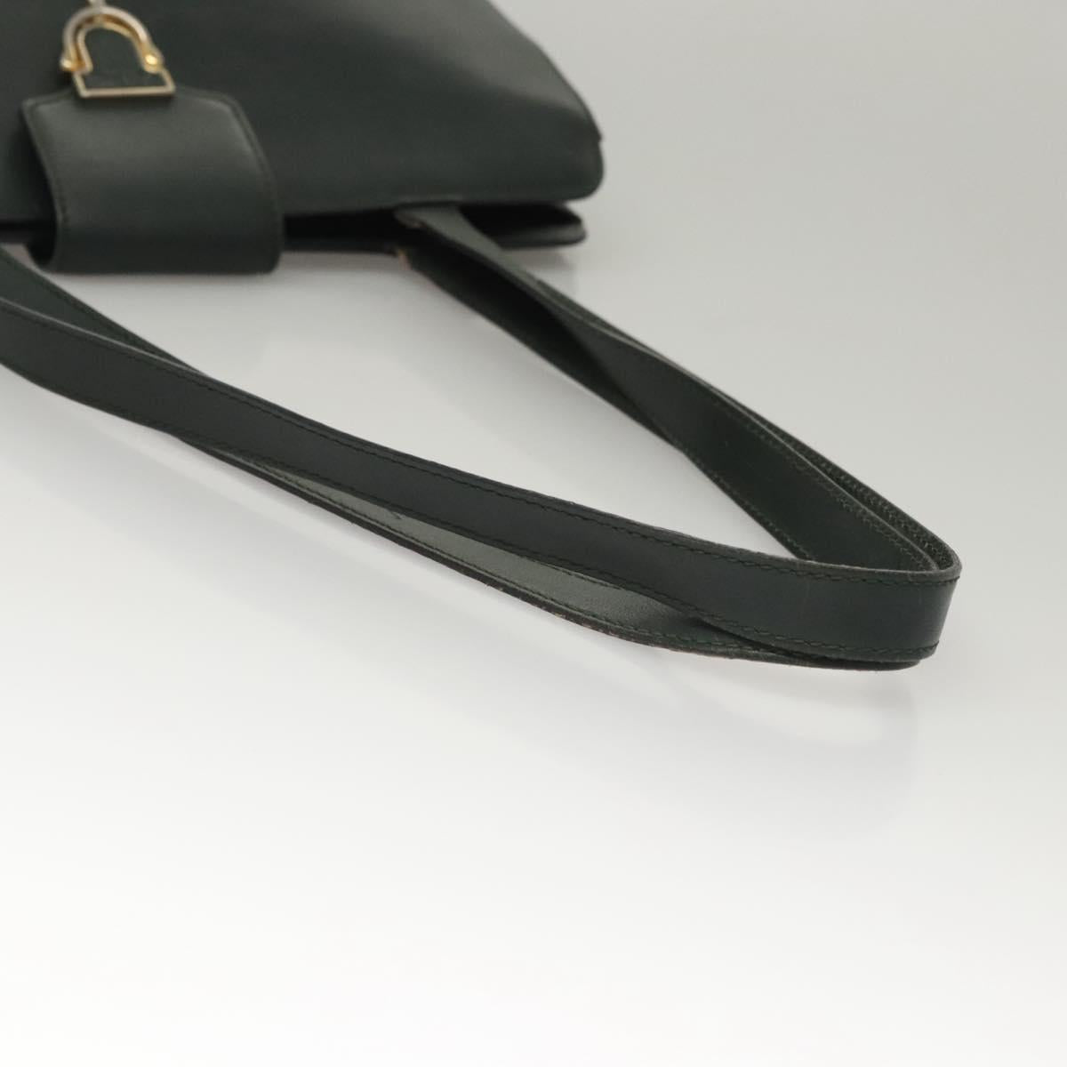 CELINE Shoulder Bag Leather Green Gold Auth fm4450