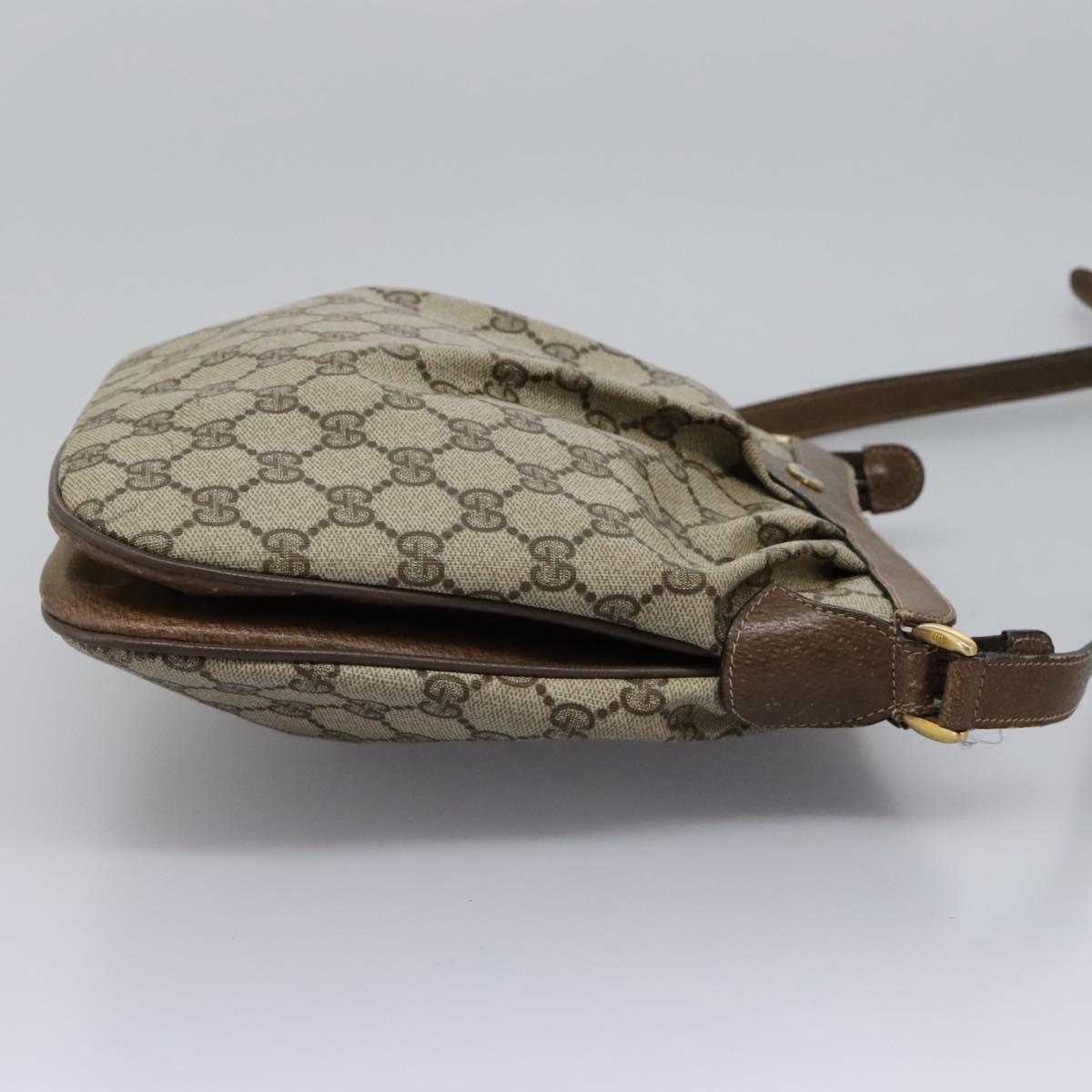 GUCCI GG Supreme Shoulder Bag PVC Beige Gold 72.02.059 Auth fm4459