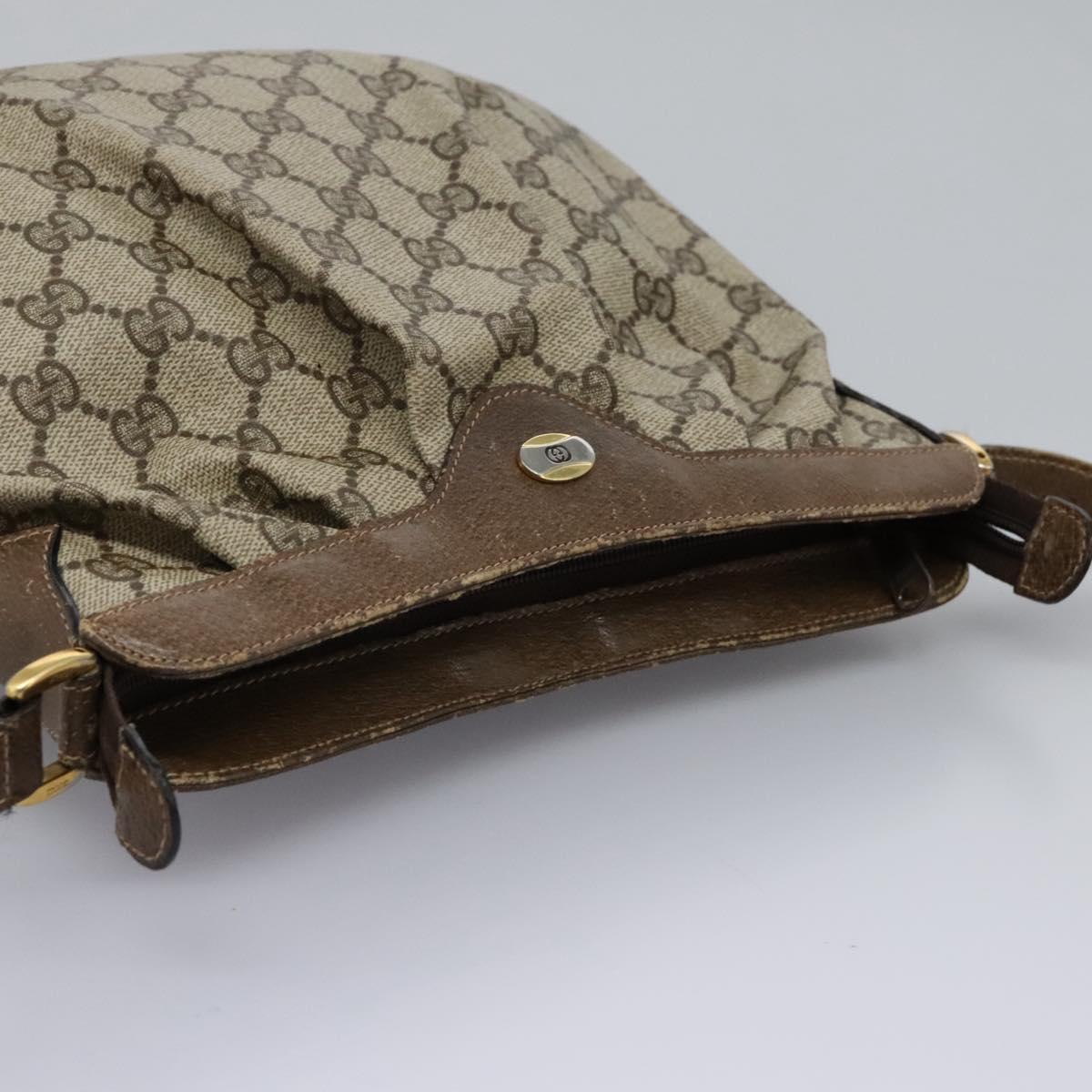GUCCI GG Supreme Shoulder Bag PVC Beige Gold 72.02.059 Auth fm4459