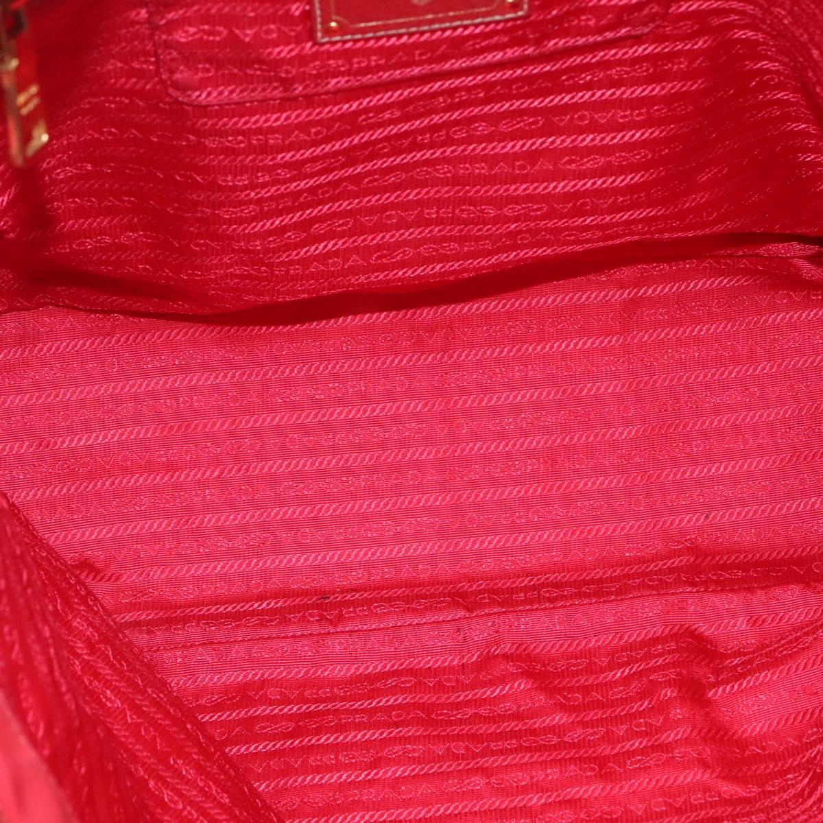 PRADA Tote Bag Nylon Red Gold Auth fm4463