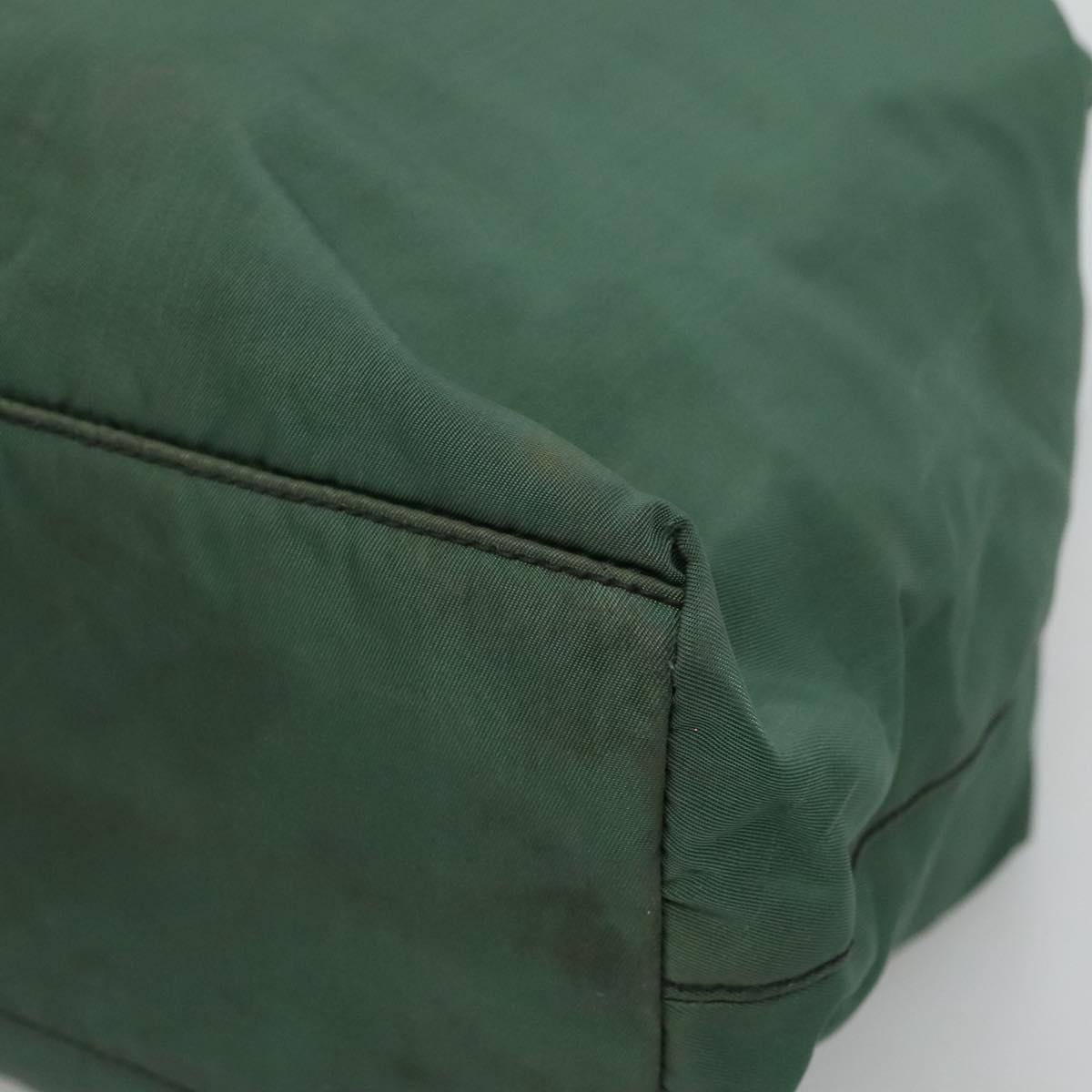PRADA Hand Bag Nylon Plastic Green Black Silver Auth fm4464