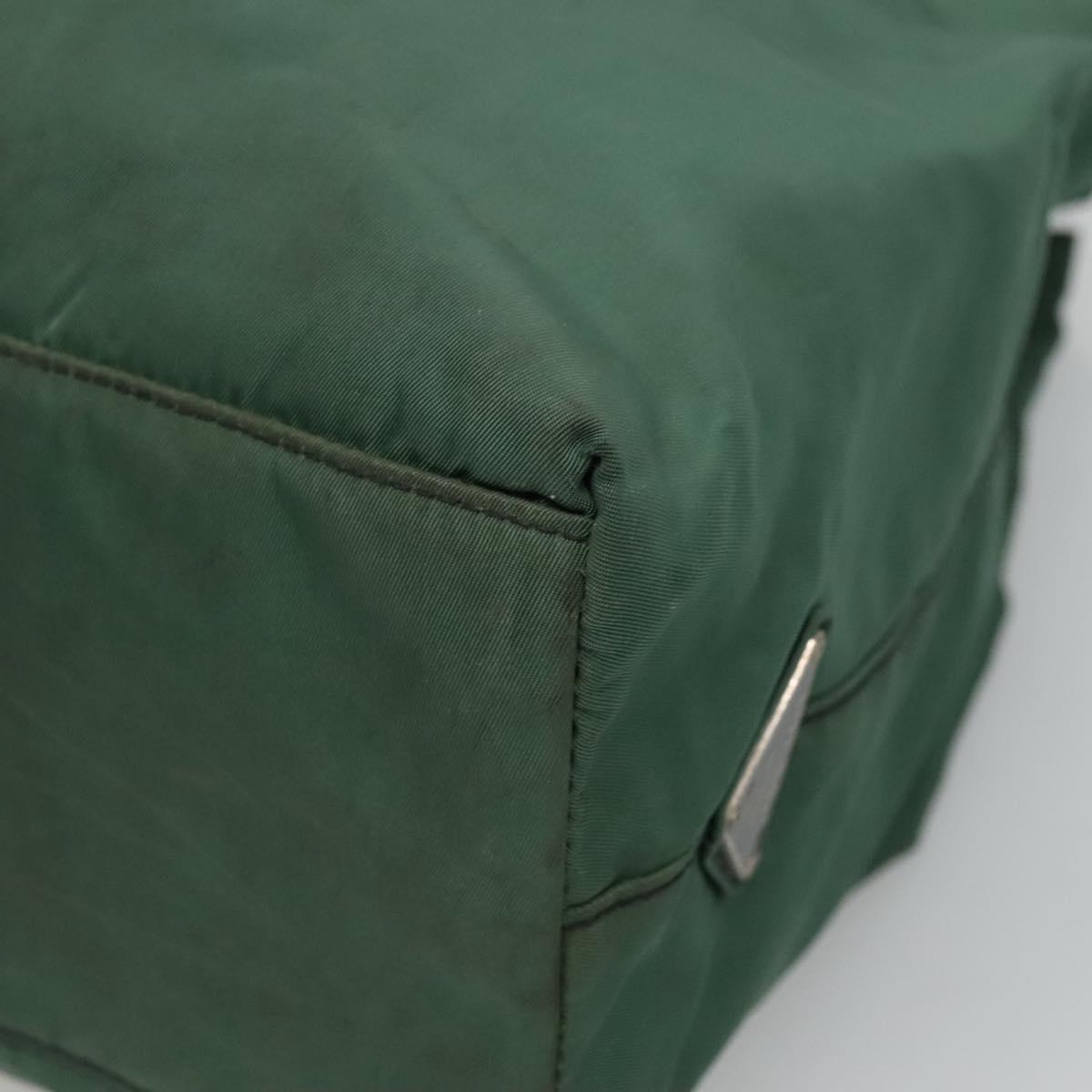PRADA Hand Bag Nylon Plastic Green Black Silver Auth fm4464