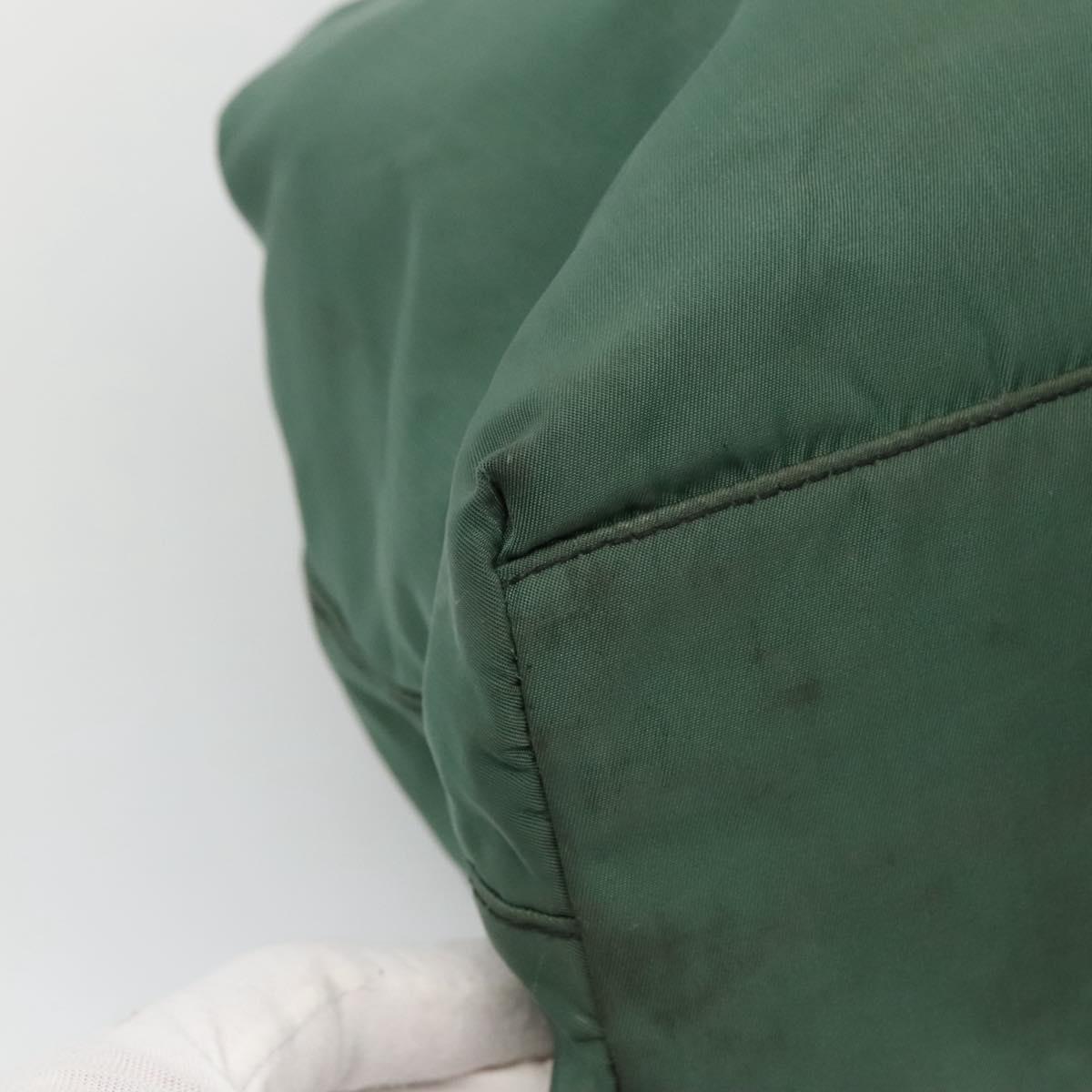 PRADA Hand Bag Nylon Plastic Green Black Silver Auth fm4464