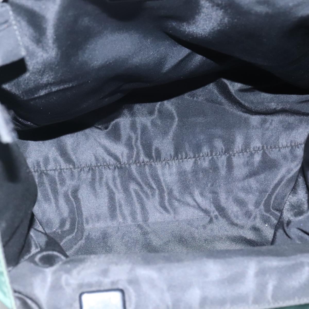 PRADA Hand Bag Nylon Plastic Green Black Silver Auth fm4464