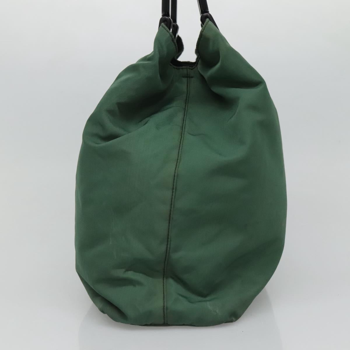 PRADA Hand Bag Nylon Plastic Green Black Silver Auth fm4464