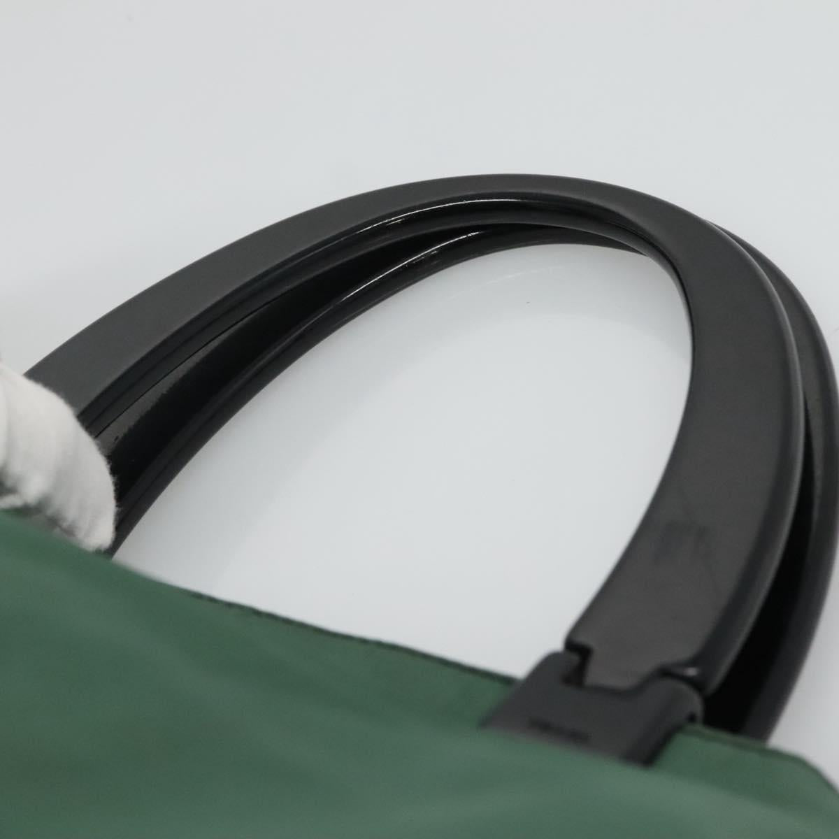PRADA Hand Bag Nylon Plastic Green Black Silver Auth fm4464