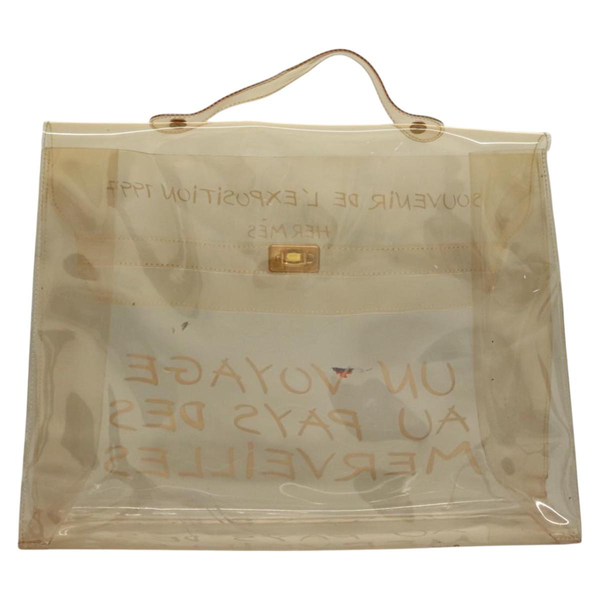 HERMES Vinyl Kelly Hand Bag Vinyl Clear Auth fm4479