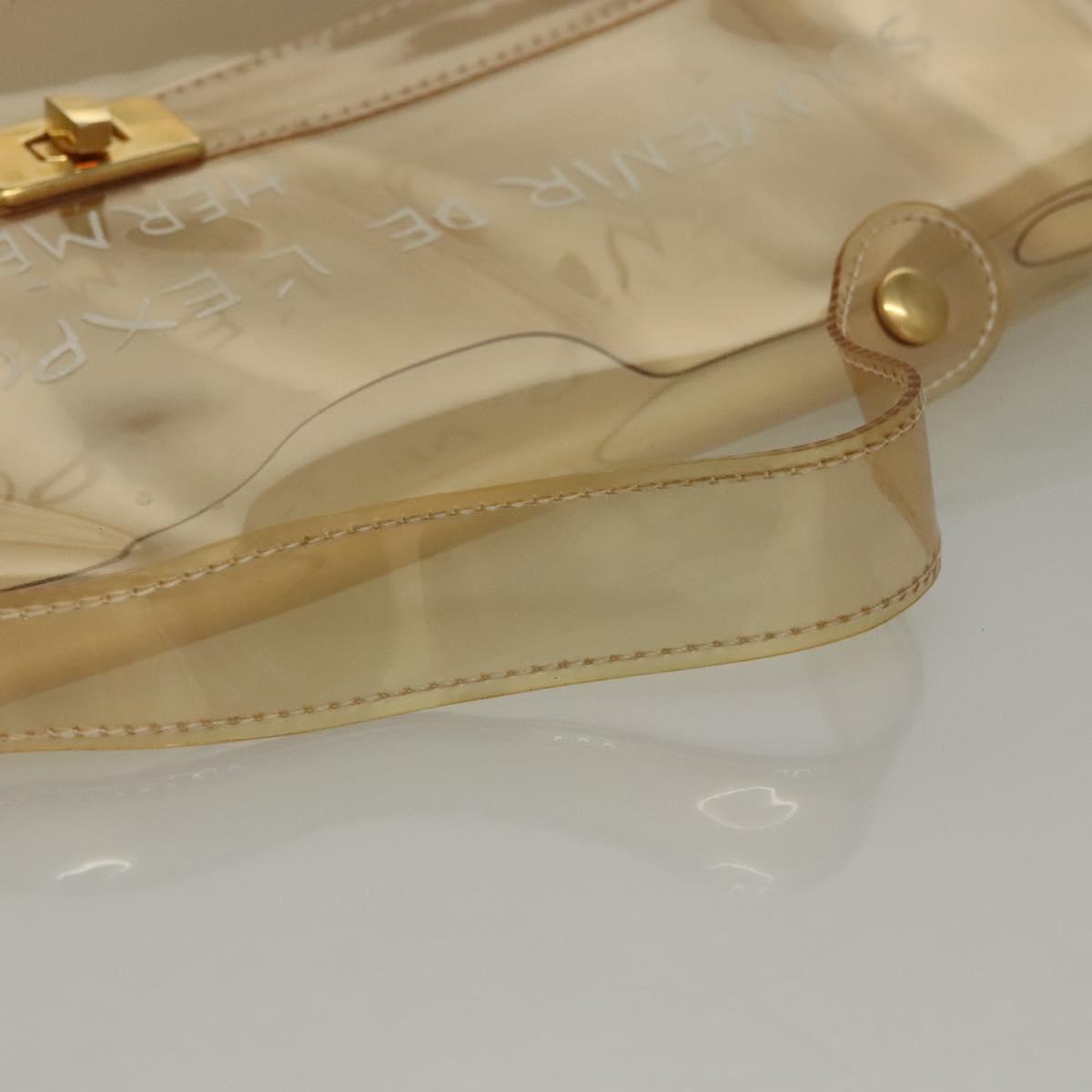 HERMES Vinyl Kelly Hand Bag Vinyl Clear Auth fm4479