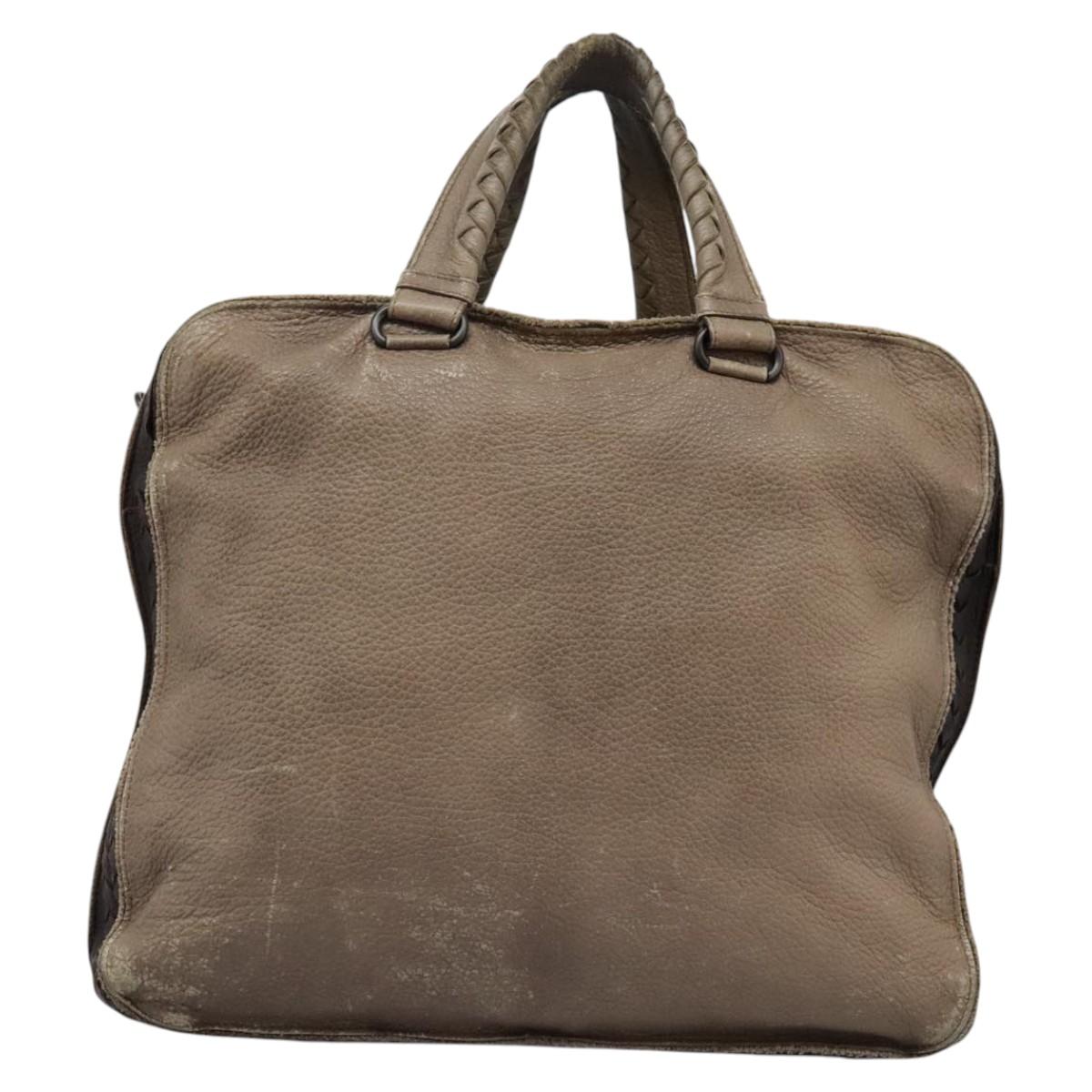 BOTTEGA VENETA Business Bag Leather 2way Beige Auth fm4481