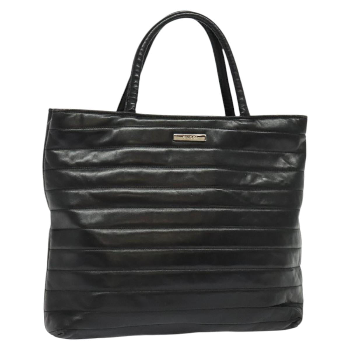 GUCCI Hand Bag Leather Black Auth fm4522