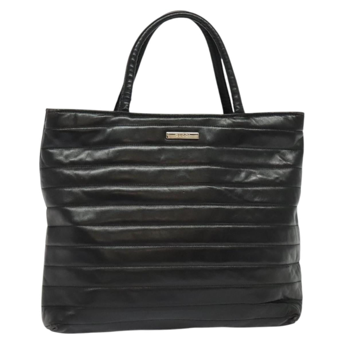 GUCCI Hand Bag Leather Black Auth fm4522