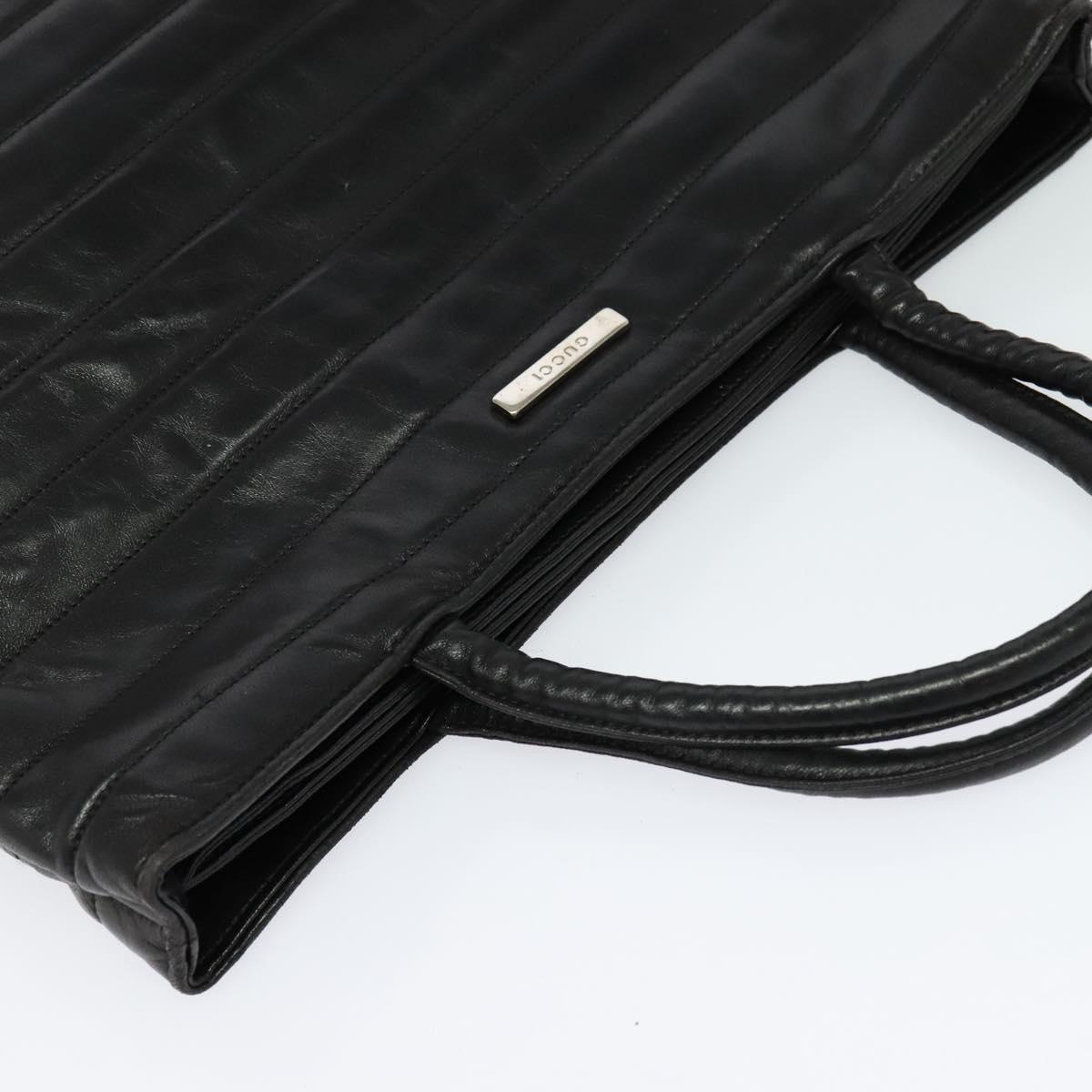 GUCCI Hand Bag Leather Black Auth fm4522