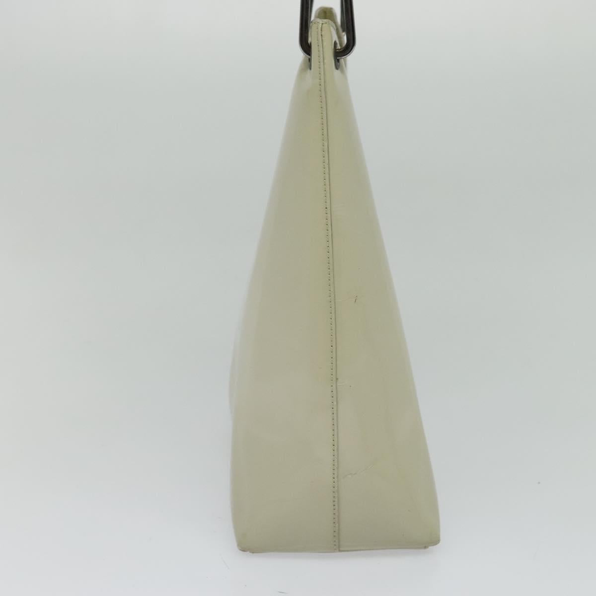 GUCCI Bamboo Shoulder Bag Patent leather Beige 001 2058 3007 Auth fm4523