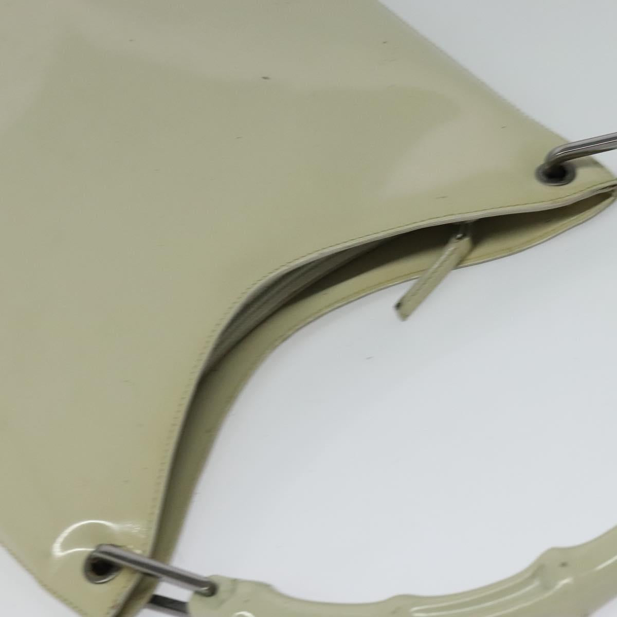 GUCCI Bamboo Shoulder Bag Patent leather Beige 001 2058 3007 Auth fm4523