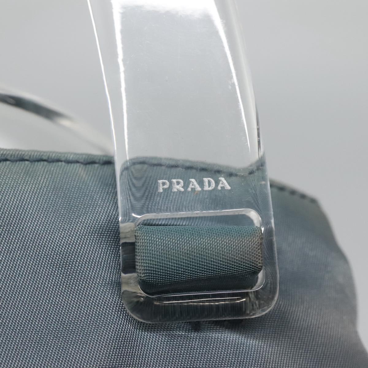 PRADA Hand Bag Nylon plastic Light Blue Silver clear Auth fm4546