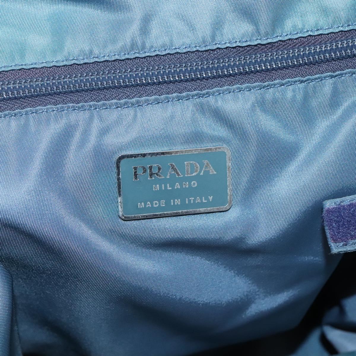 PRADA Hand Bag Nylon plastic Light Blue Silver clear Auth fm4546