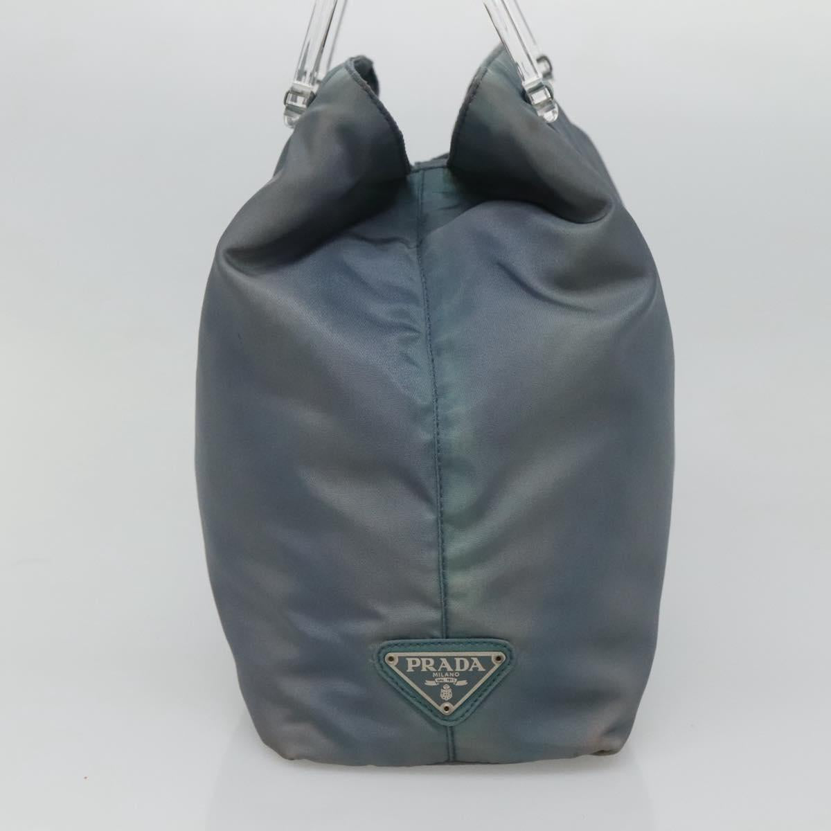 PRADA Hand Bag Nylon plastic Light Blue Silver clear Auth fm4546