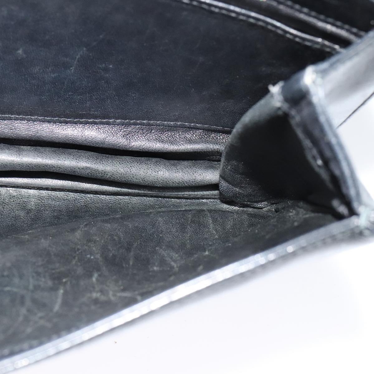GUCCI Shoulder Bag Leather Black Gold Auth fm4548