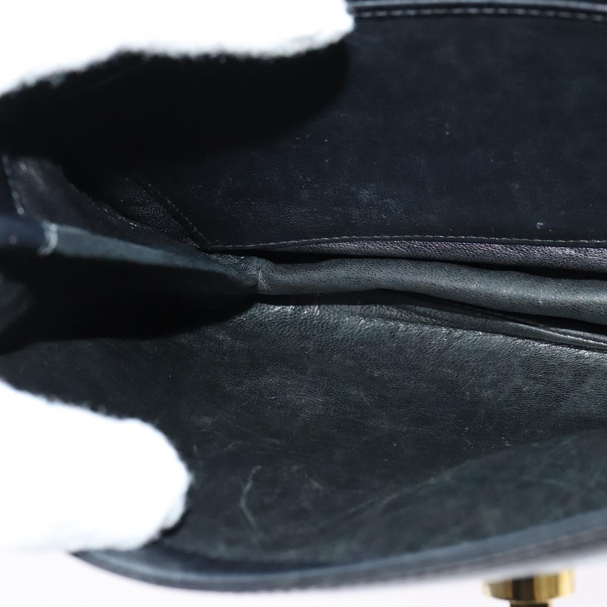 GUCCI Shoulder Bag Leather Black Gold Auth fm4548