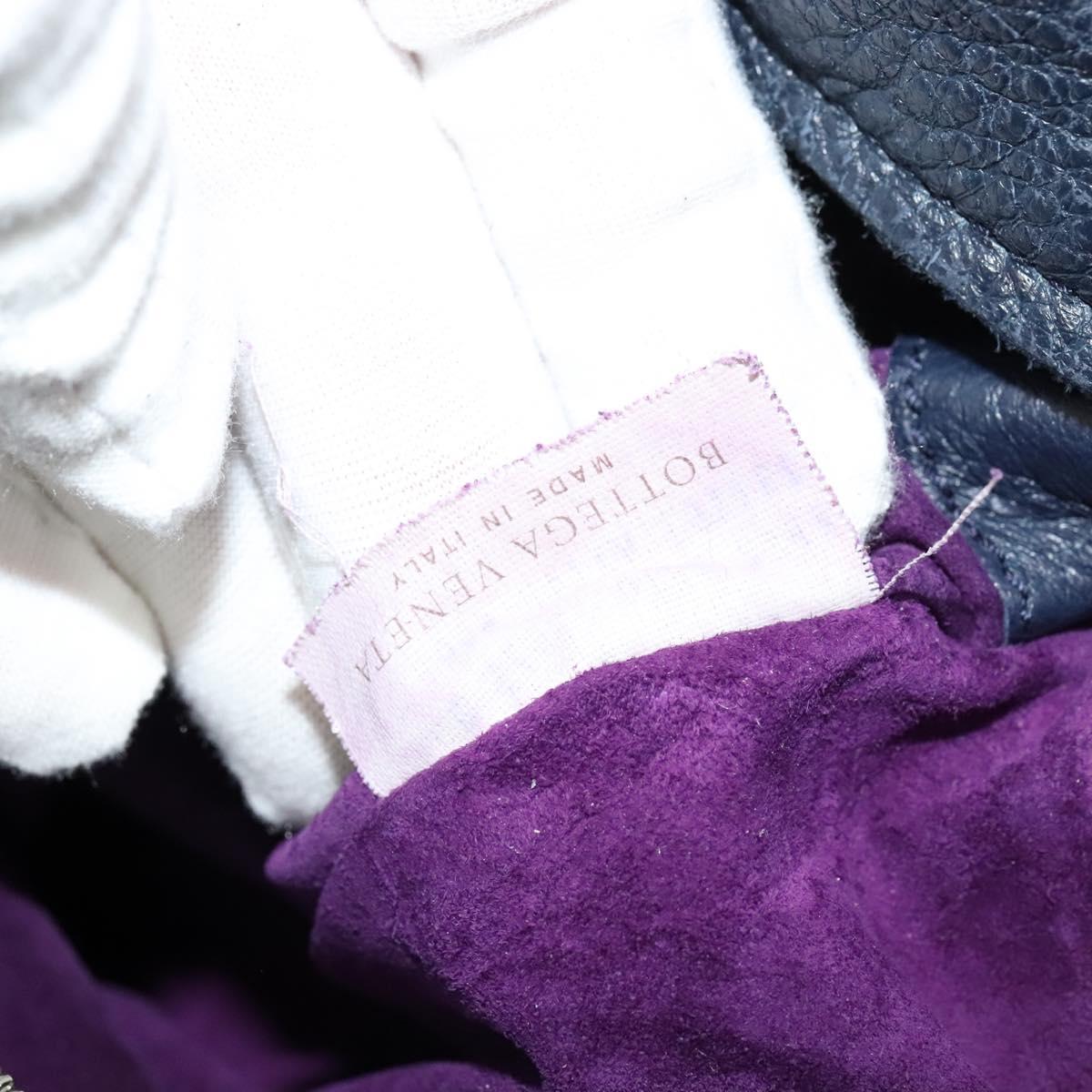 BOTTEGA VENETA INTRECCIATO Shoulder Bag Leather Navy Silver Auth fm4552