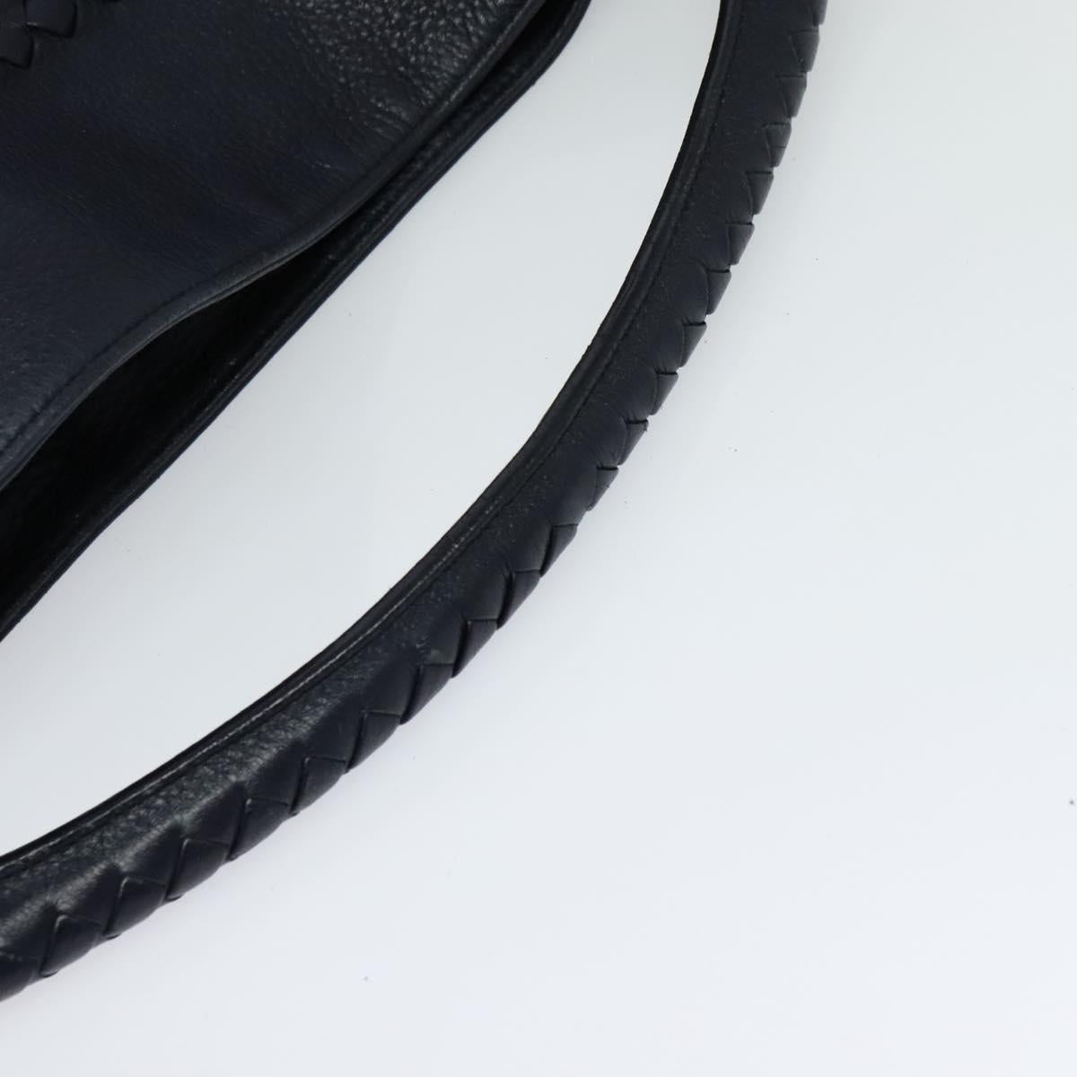 BOTTEGA VENETA INTRECCIATO Shoulder Bag Leather Navy Silver Auth fm4552