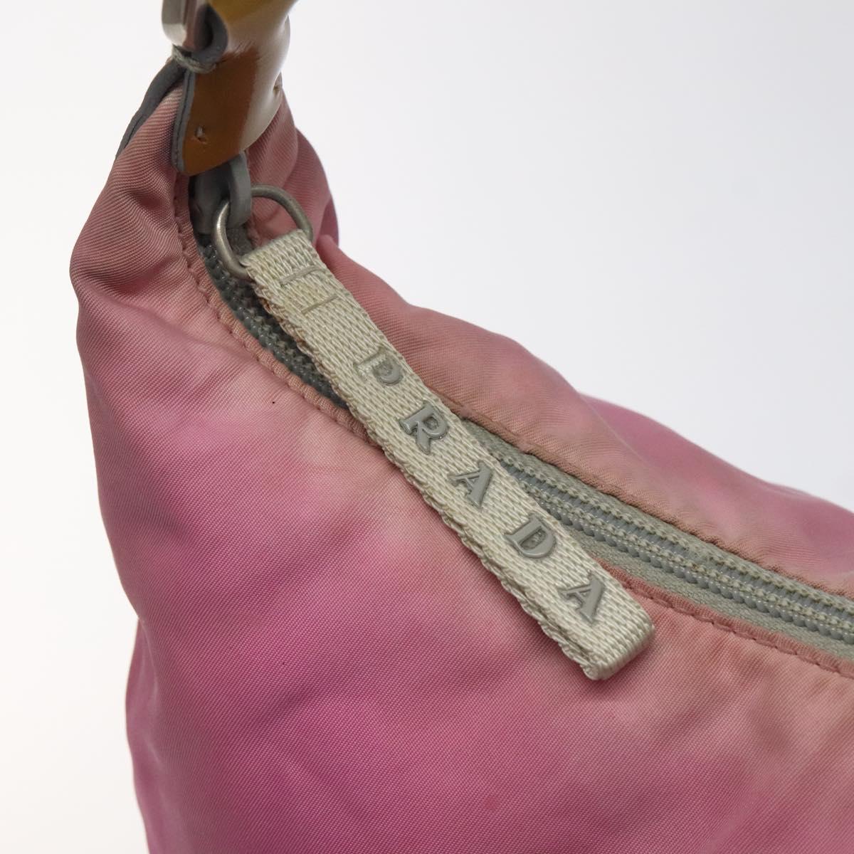 PRADA Shoulder Bag Nylon Pink Silver Auth fm4561